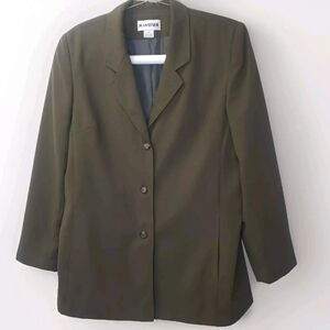 Joan Leslie Blazer Jacket Woman Plus 18W Preppy Academia Old Money Button Green